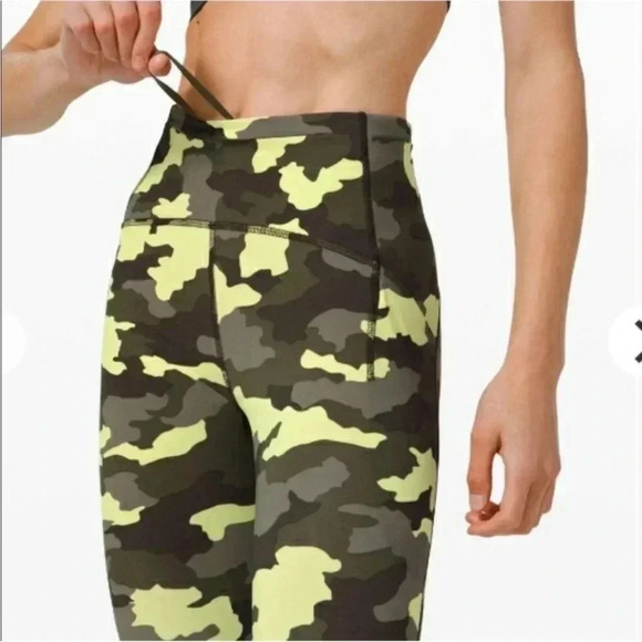 Lululemon Swift Speed HR Tight 28” Luxtreme LW5CY4S HCCG Neon Green Camo Size‎ 2 - Picture 4 of 13
